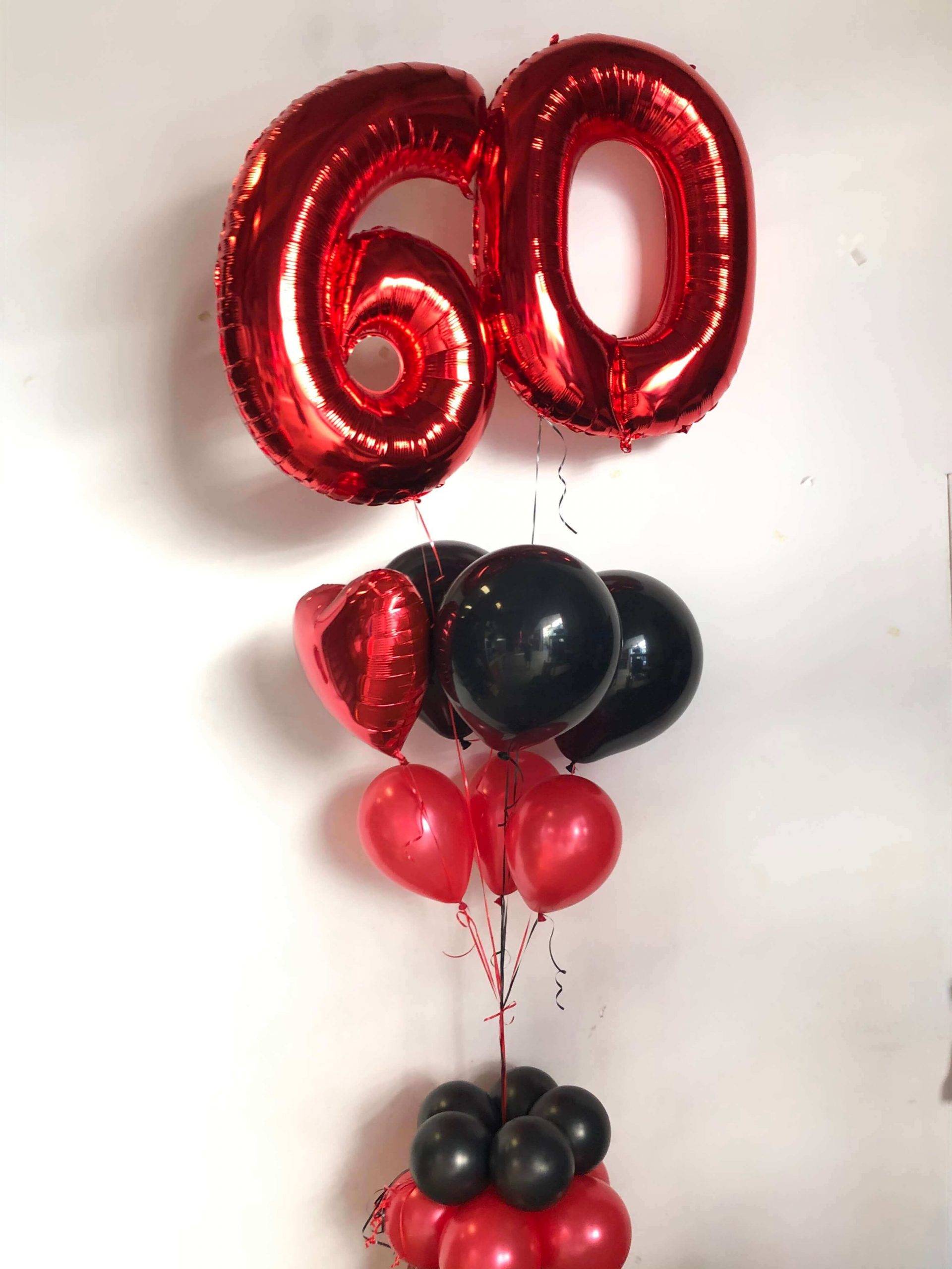 Surtido de globos cumpleaños 60. Ramilletes ya listos para tus cumples